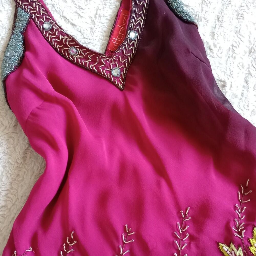 Y2K Aftershock Ombré Silk Beaded Floral Fairy Top - Picture 3 of 8